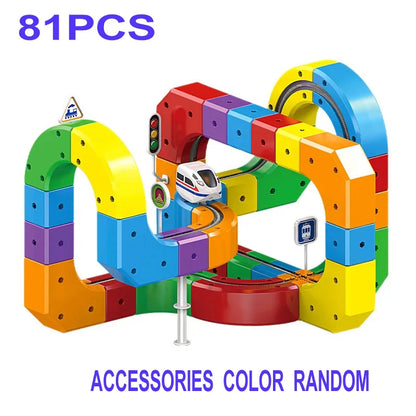 Kids Magnetic Rail Car Cube Toys Educational Toy