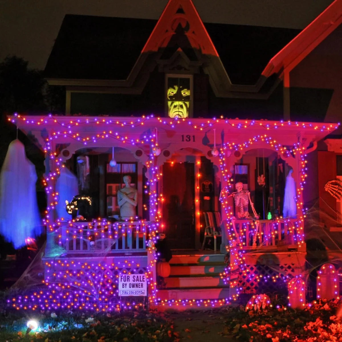 Halloween Lights LED Purple Orange String Light Fairy