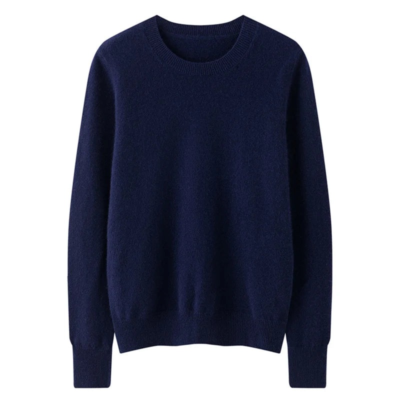 100% Pure Goat Cashmere Knitted Pullovers O-Neck