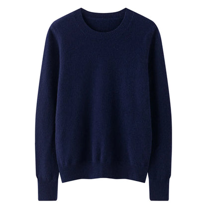 100% Pure Goat Cashmere Knitted Pullovers O-Neck