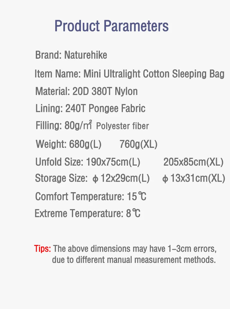 Naturehike lw180 Sleeping Bag Ultralight Cotton Outdoor