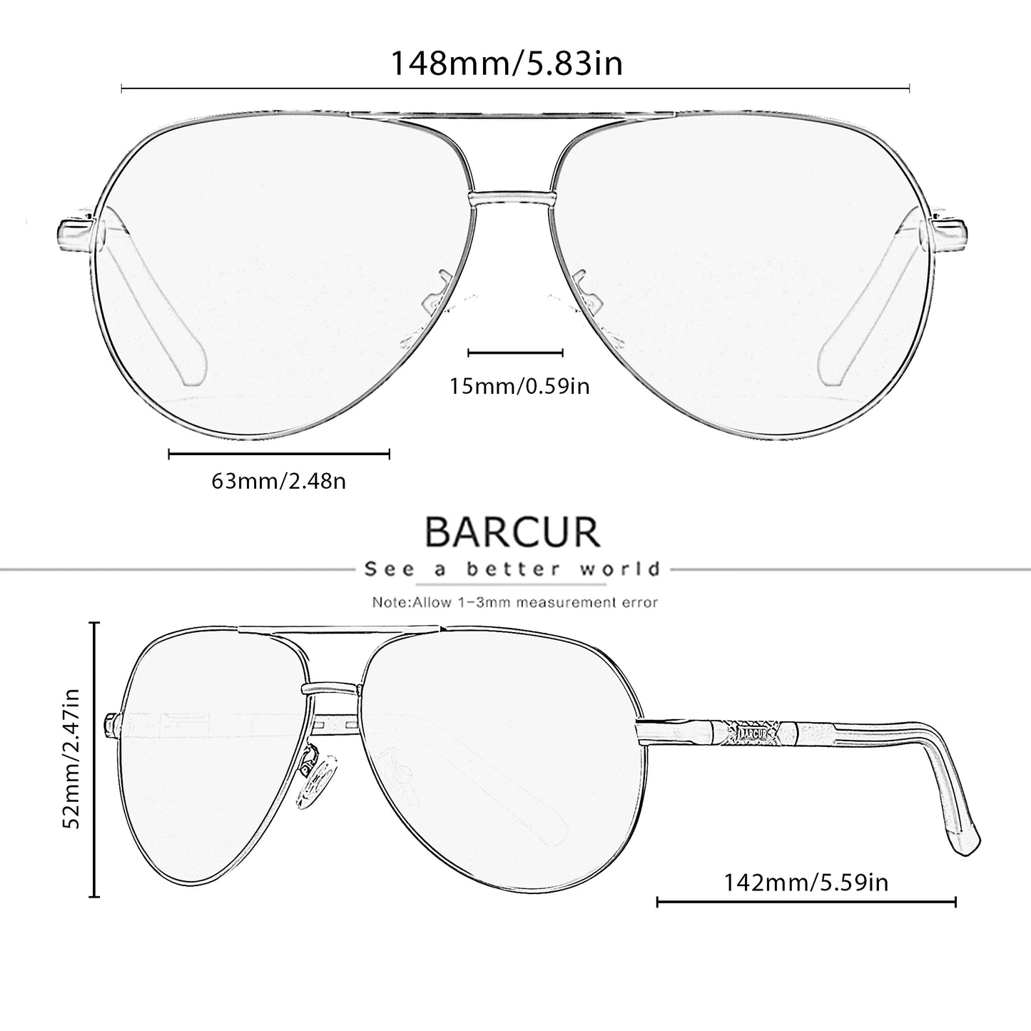 BARCUR Design Polarized Sunglasses for Men Women