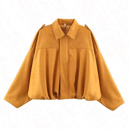 Women's Street Fashion Solid Coats Bat Sleeves Vintage Jackets