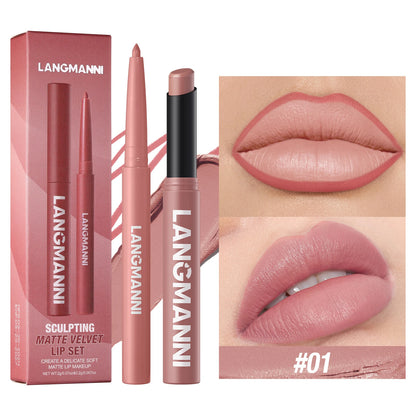 Integrated waterproof lipliner lipstick set