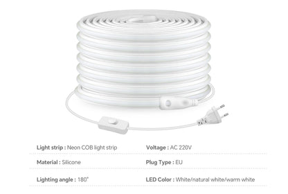 Super Bright 220V COB LED Strip Neon Lights 280LEDs