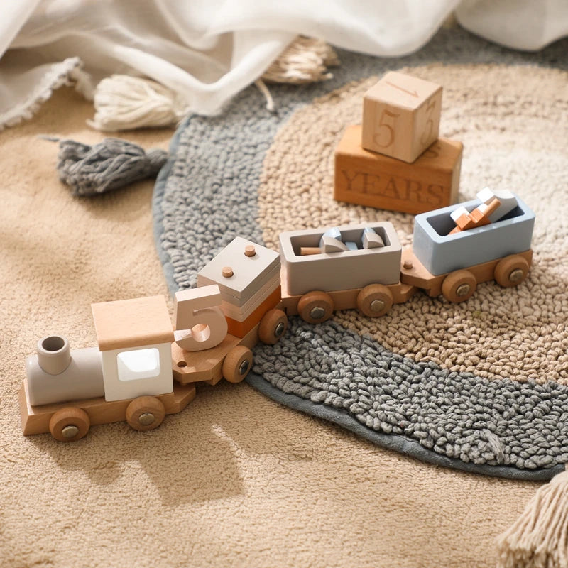 Wooden Birthday Train Toy Simulated Train Toy Model