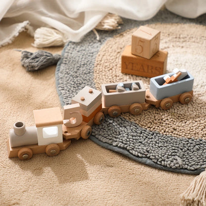 Wooden Birthday Train Toy Simulated Train Toy Model