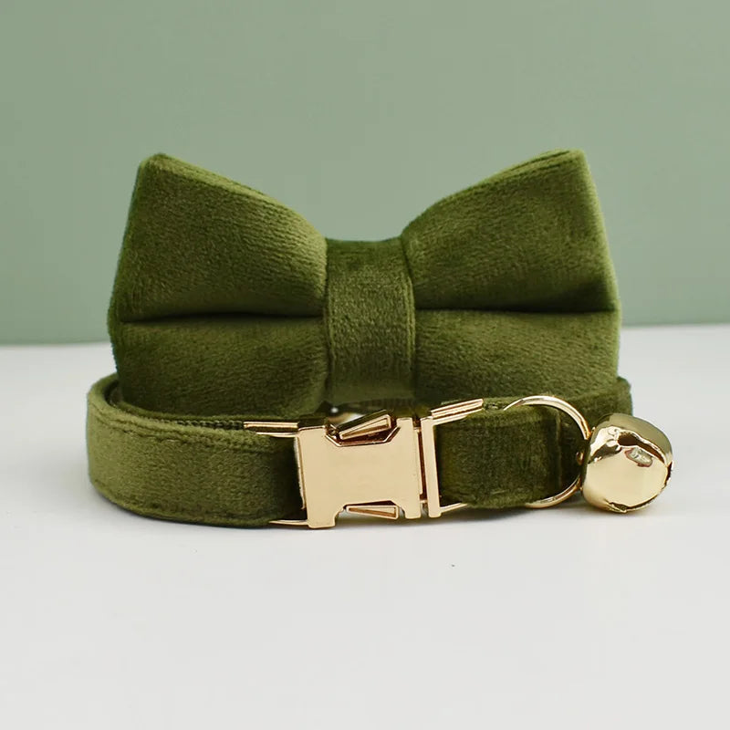 Velvet Cat Collar Bowknot Personalized Collar