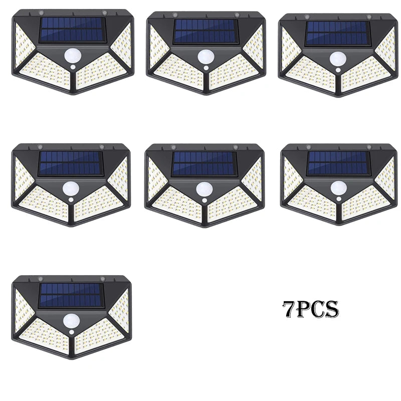 Solar Lights Outdoor 100 LED Wall Lamp Motion Sensor Lights