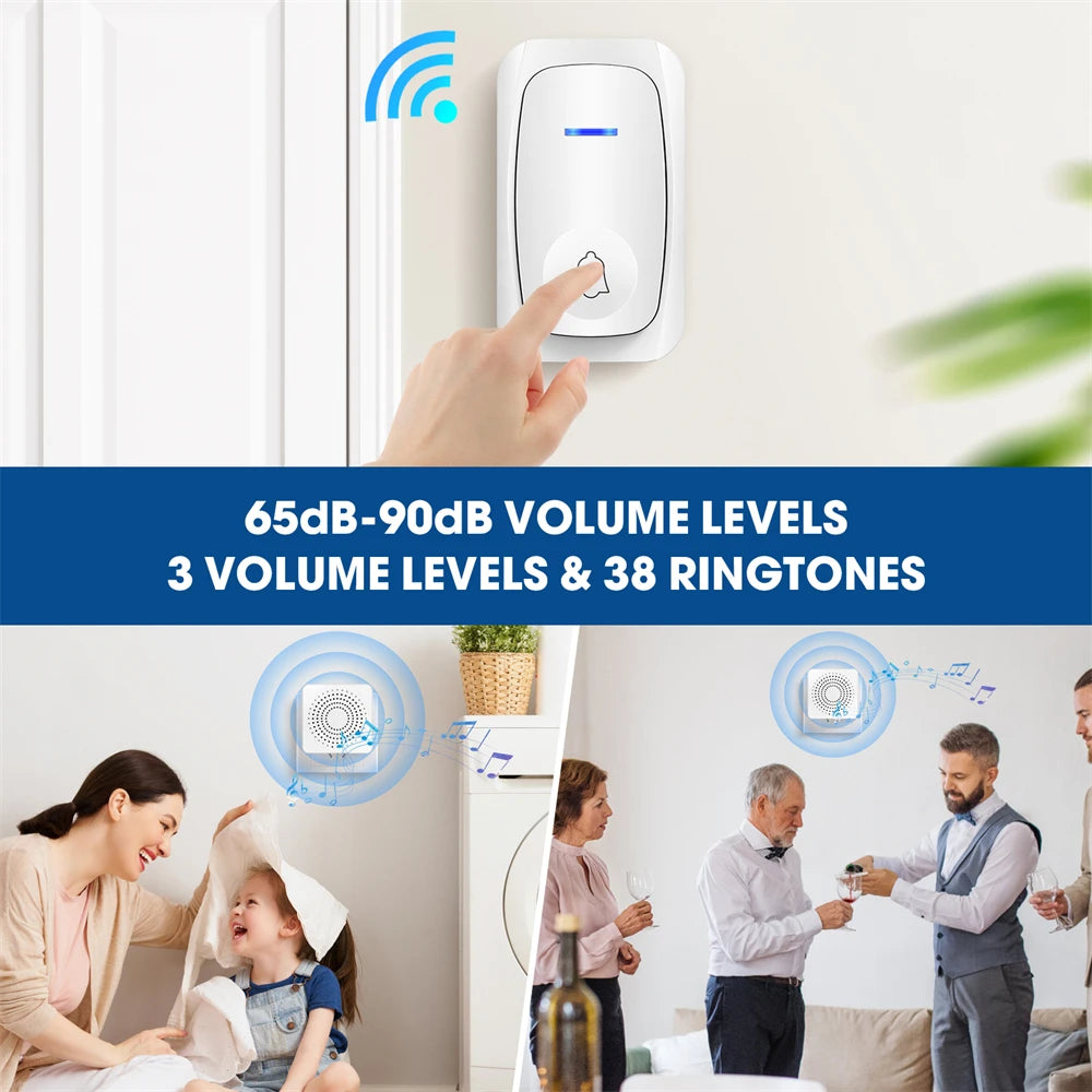USB Wireless Doorbell Waterproof Welcome Chime Home Door Bell