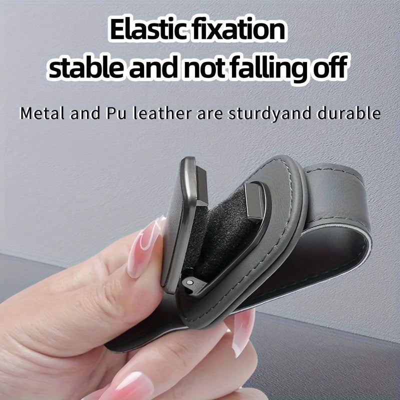 PU Leather Car Sun Visor Eyewear Holder