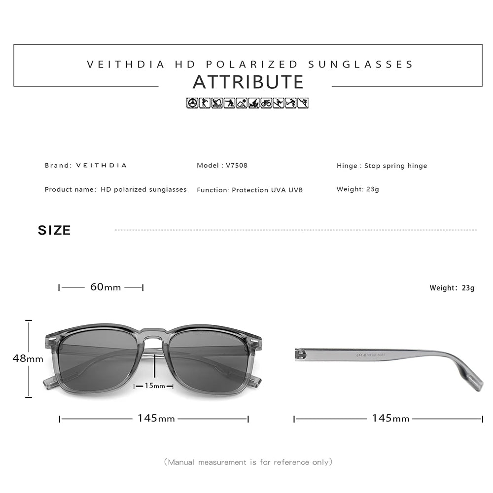 VEITHDIA Fashion Vintage Polarized Sunglasses for Men and Women
