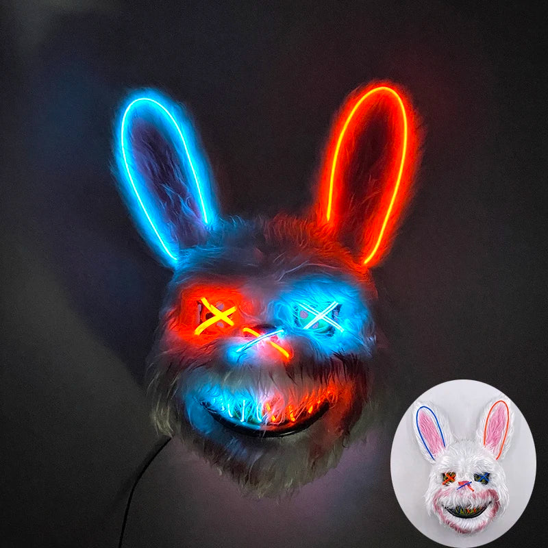 LED Bloody Rabbit Mask Glowing Killer Black Bear Mask Halloween