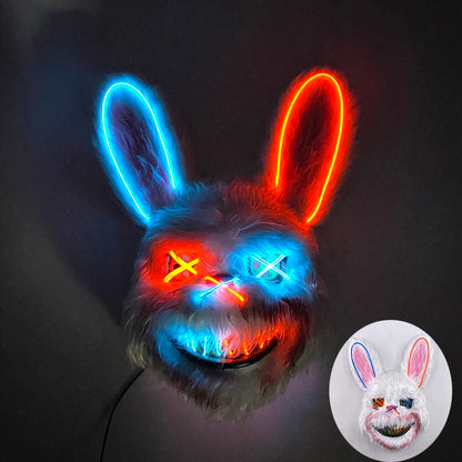 LED Bloody Rabbit Mask Glowing Killer Black Bear Mask Halloween