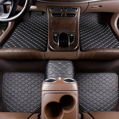 Universal 5Pcs Car Floor Mats PU Leather Waterproof Dust-Proof