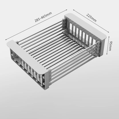 Retractable Over Sink Dish Rack Stainless Steel