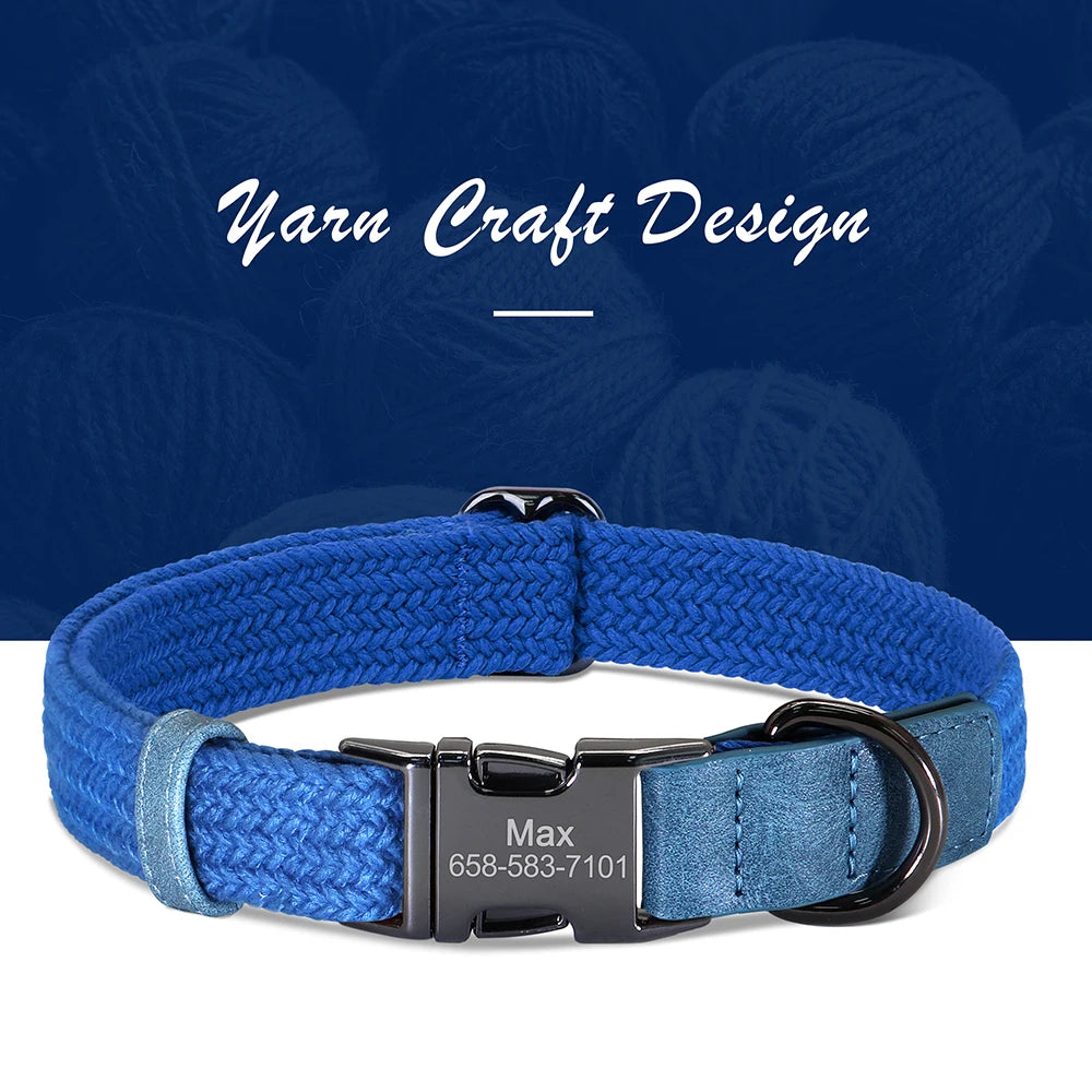 Custom Dog Collar Durable Nylon Free Engraved Pet Name