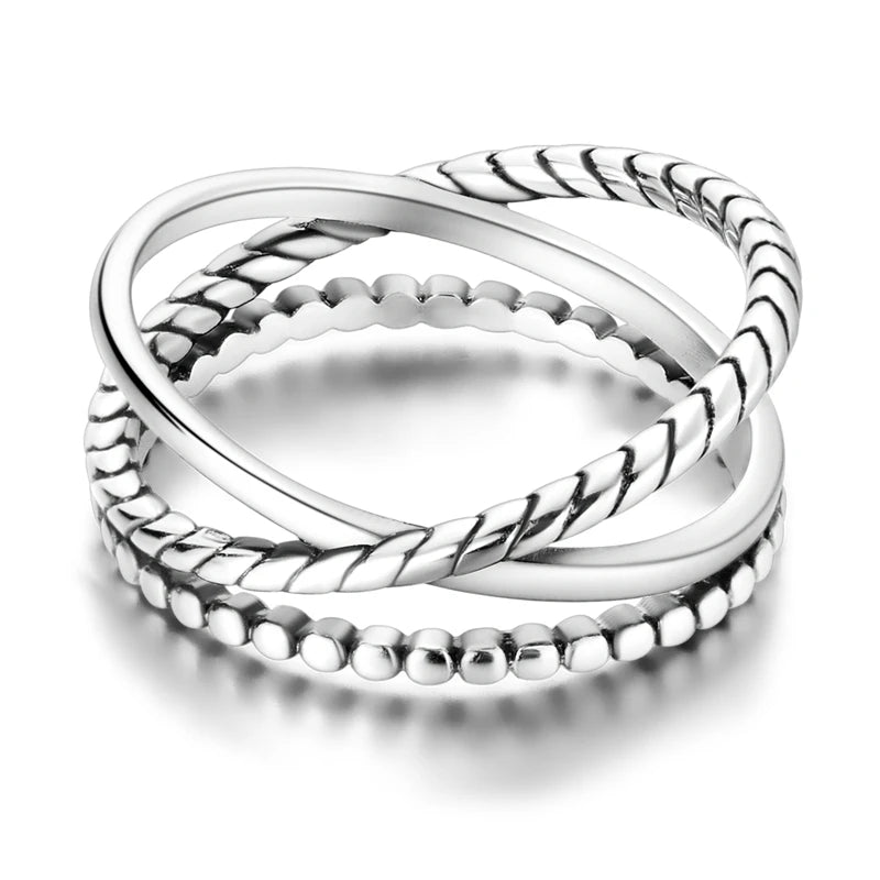 925 Sterling Silver Three-Ring Stackable Ring for Women