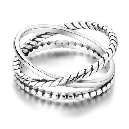 925 Sterling Silver Three-Ring Stackable Ring for Women