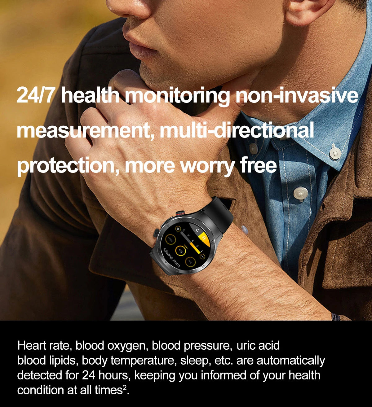 2025New Laser Therapy ECG+PPG Smartwatch For Men Women