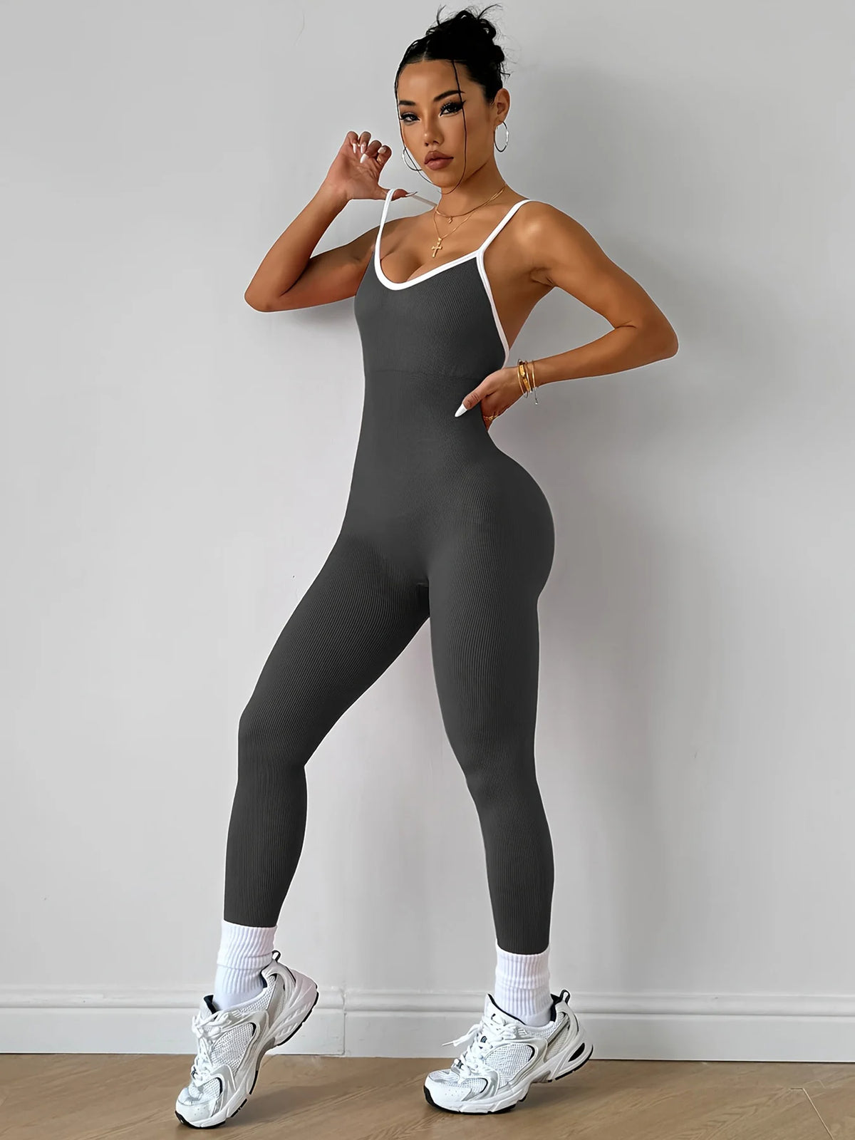 Girls Pink Sports Jumpsuit Running One Piece Bodysuit