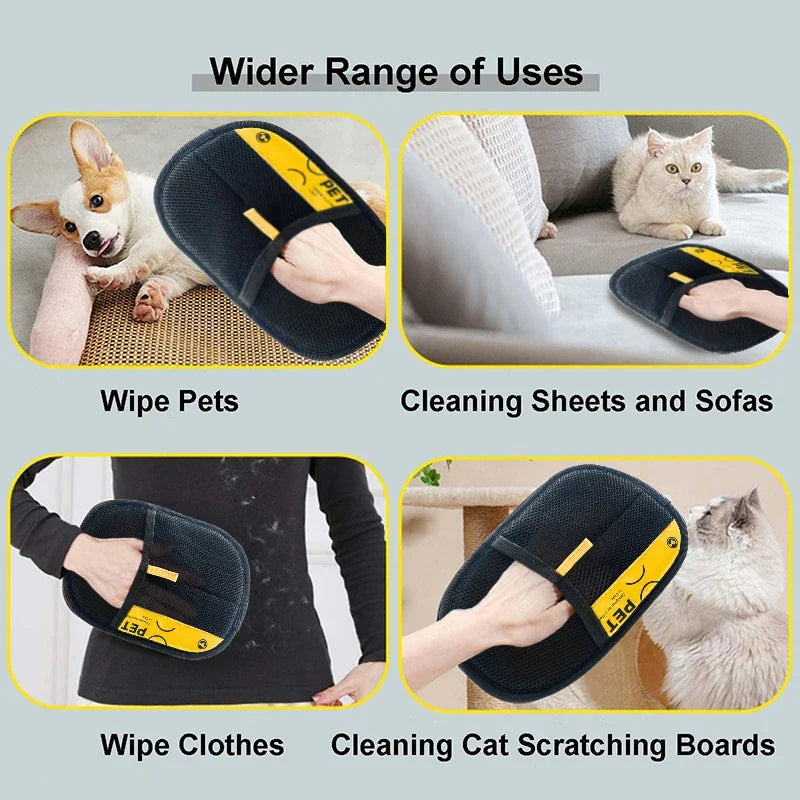 Pet Hair Remover Gloves Electrostatic 2-in-1 Lint Roller Brush