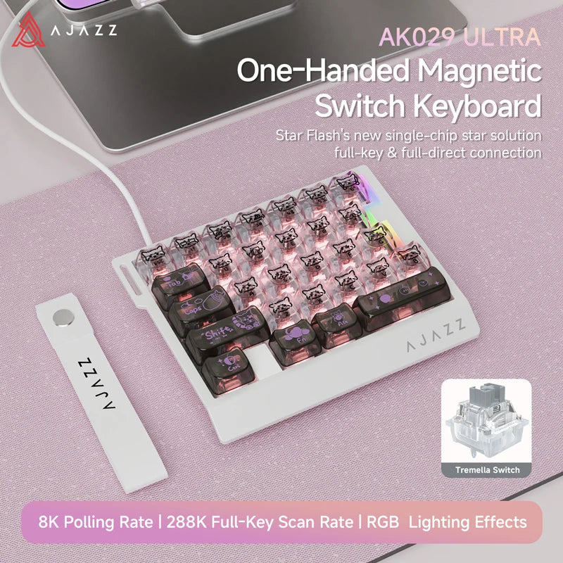 Wired One-Handed Gaming Keyboard HE Magnetic Switch