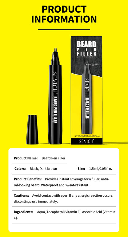 Beard Filler Pen Waterproof Black Brown Beard Coloring