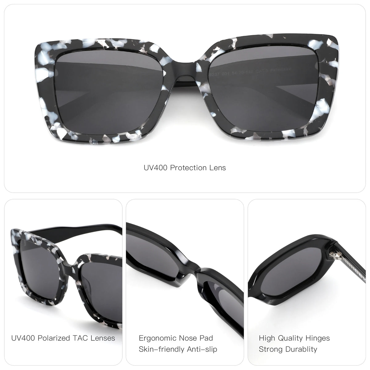 New Square Polarized Sunglasses Women Thick Frame