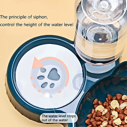 Pet Bowls With Water Feeder 3 In 1 Ear Design Tilted Food Bowl Set