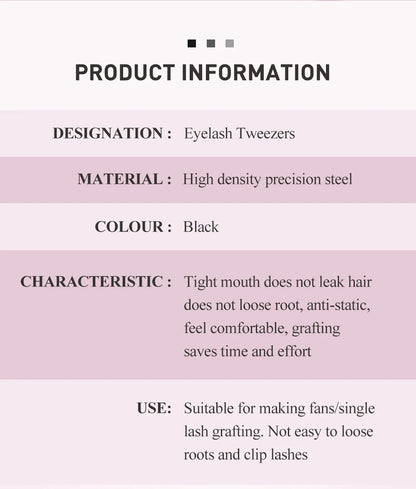 SAKURAHANA High-end Eyelash Tweezers Black Fiber Tip