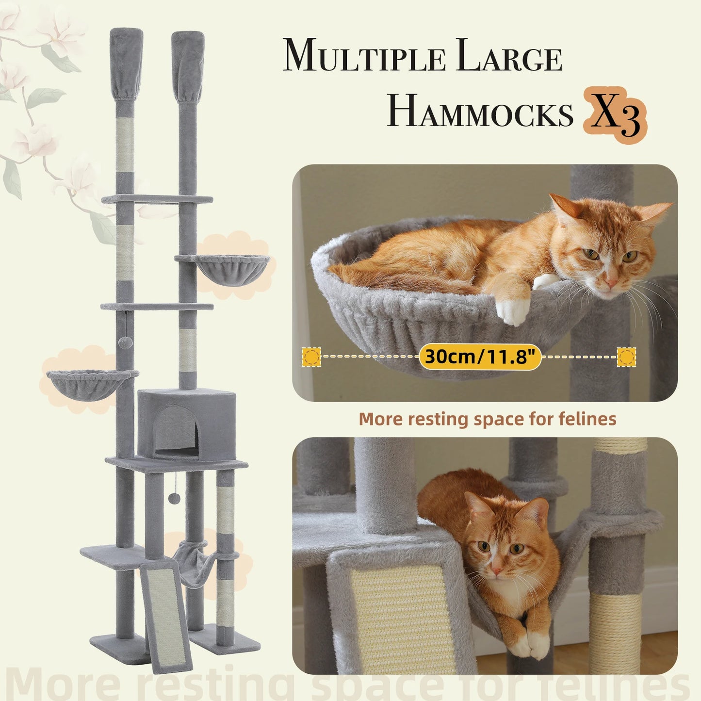 Cactus Cat Tree Floor to Ceiling Tower Scratching Posts
