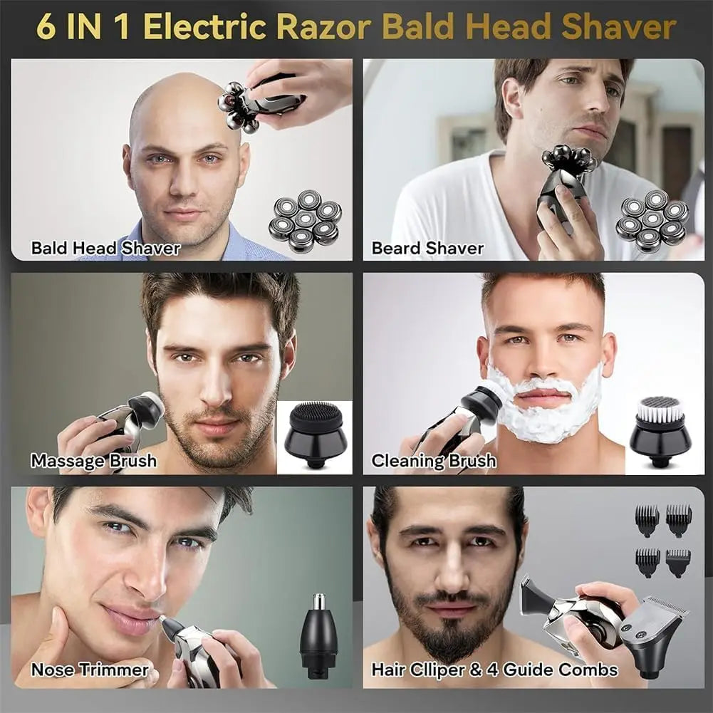 7D Head Electric Razor for Men Multifunctional Bald Head Shaver