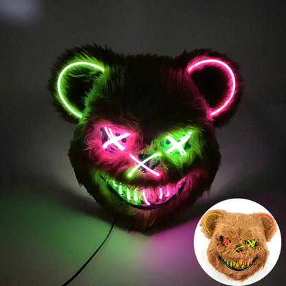 LED Bloody Rabbit Mask Glowing Killer Black Bear Mask Halloween