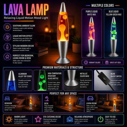 Lava Lamp 25W LED Volcano Night Light Multicolor Changing