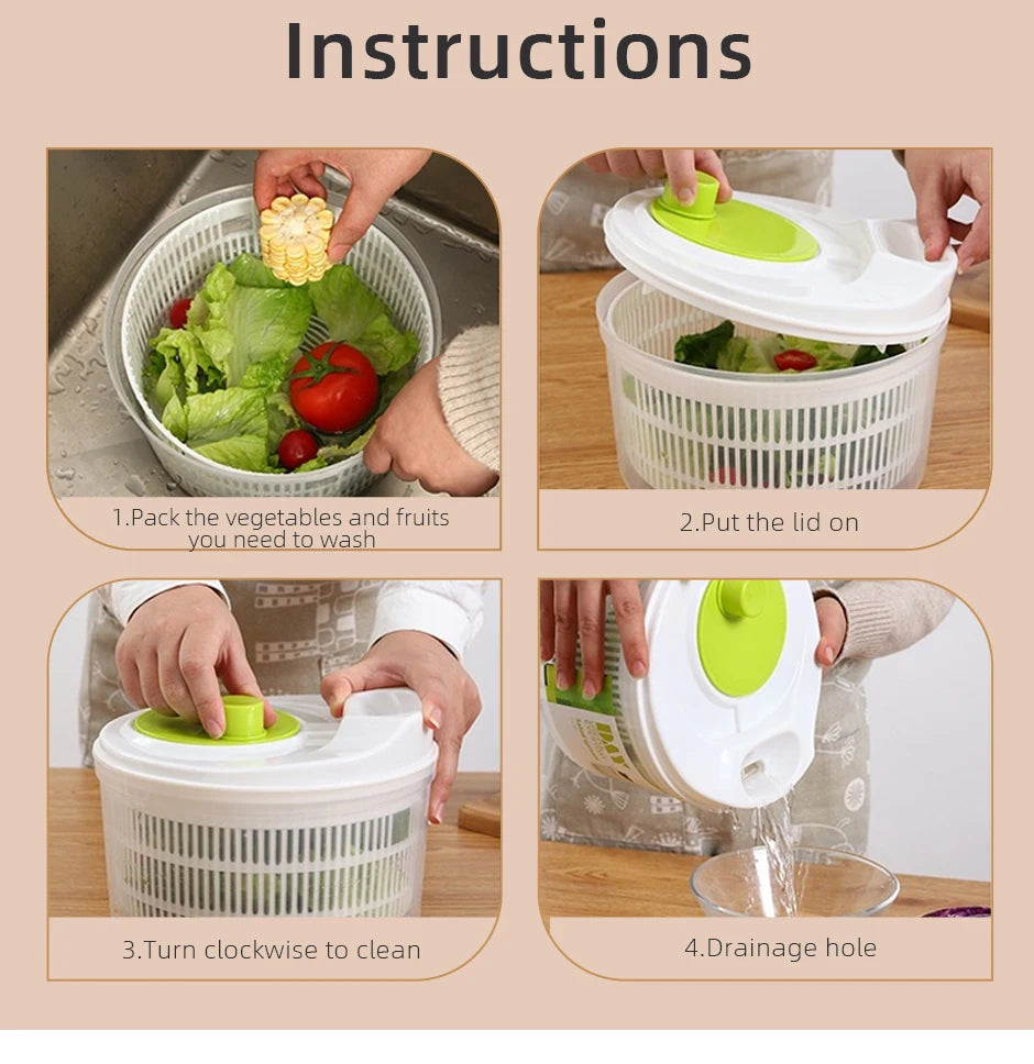 Salad Spinner Lettuce Greens Washer Dryer Drainer Crisper