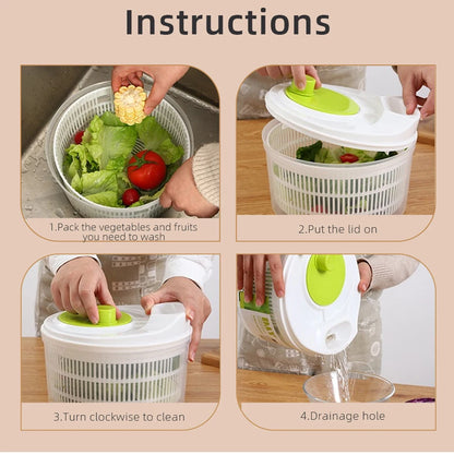 Salad Spinner Lettuce Greens Washer Dryer Drainer Crisper