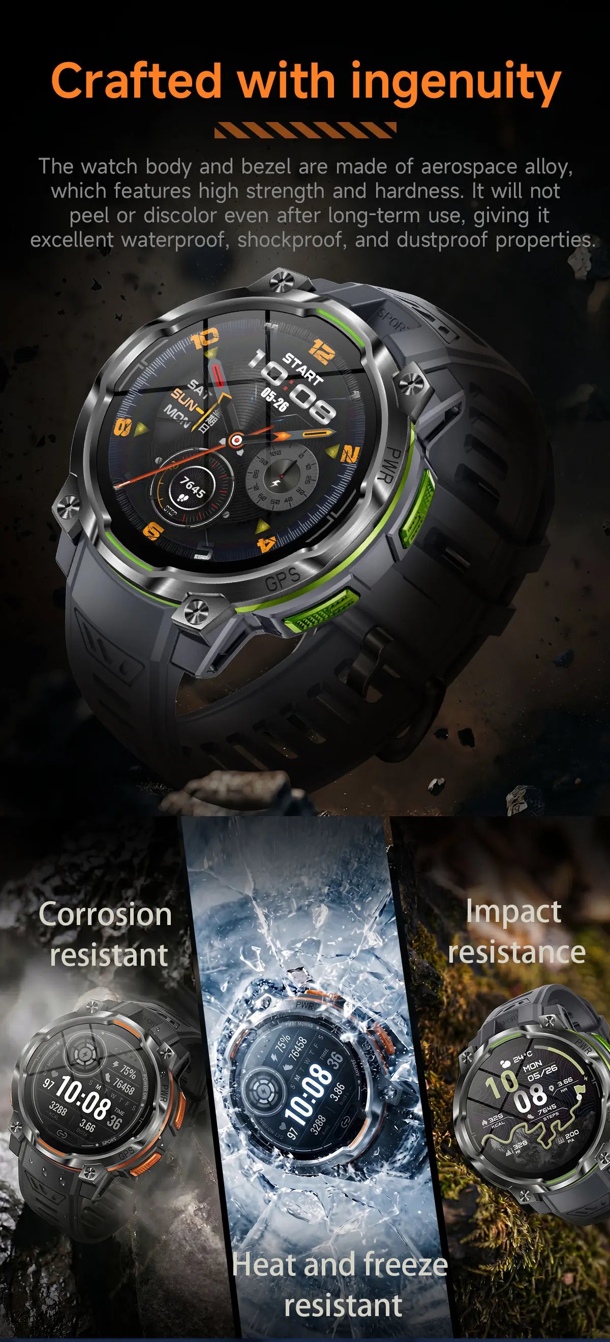 New GPS Map Smart Navigation Watch 1200mAh Battery