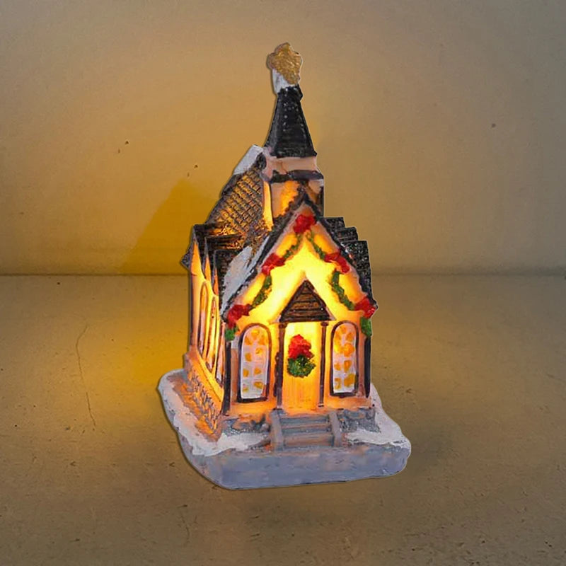 Xmas Gifts Mini LED Christmas Village Houses Decoration