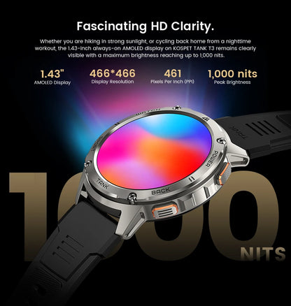 Original KOSPET TANK T3 Smart Watch For Men Military