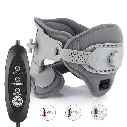3 in 1 Neck Cervical Traction Electric Heating Spine Stretcher Support Collar Home