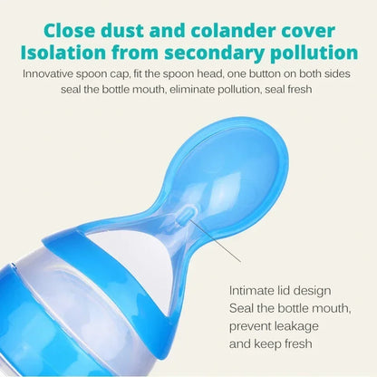 Safe Useful Silicone Baby Bottle with Spoon Food Supplement