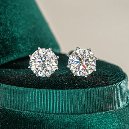 925 Silver Round Moissanite Stud Earrings