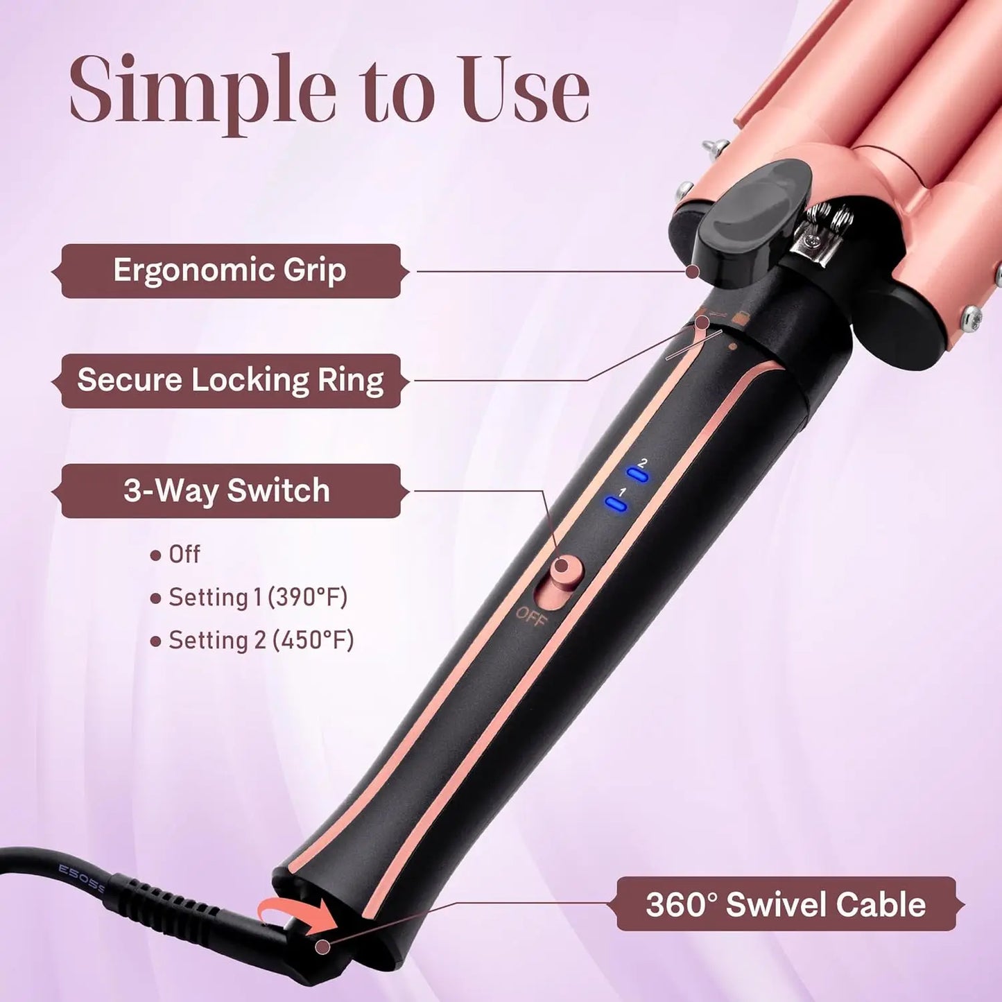 6-in-1 Hair Curler with 3 Barrel Hair Crimper