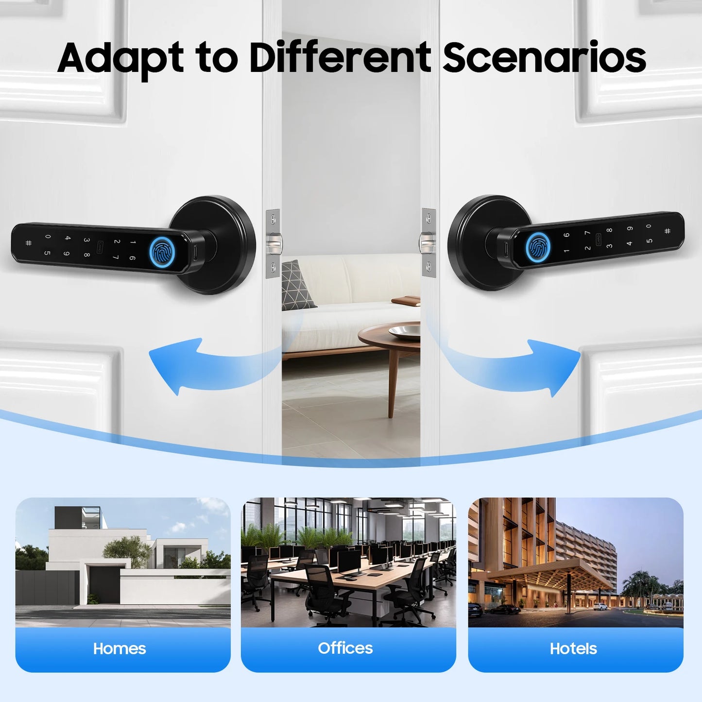 Smart Door Handle Lock Fingerprint/Password/IC Card /Key Unlock