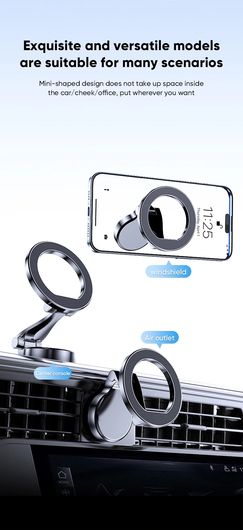 1080 Magsafe Car Phone Holder For Vehicles Mobile Support