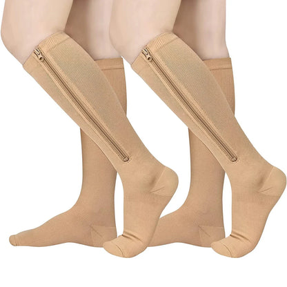 1 Pair Zipper Compression Socks Women Men Pain Relief