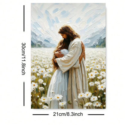 Jesus hugs girl canvas painting poster home decoration