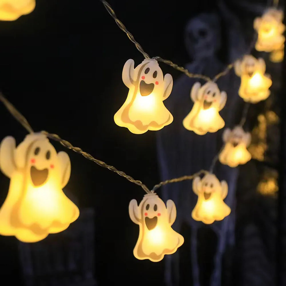 Halloween Decoration LED String Lights,Pumpkin Ghost Spider Web Hanging Lamp