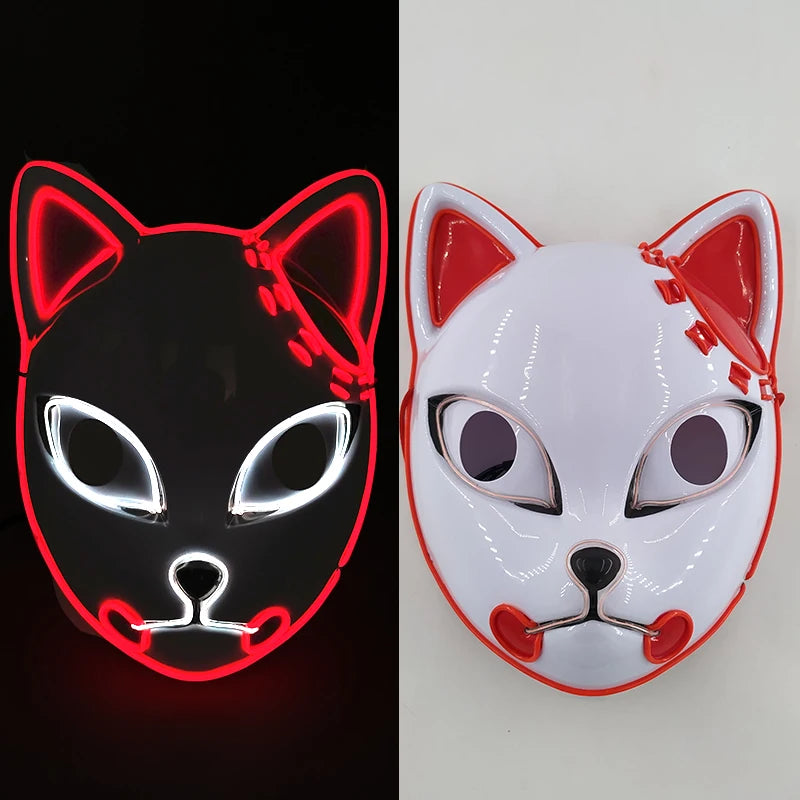 Glowing  Demon Slayer Mask Cosplay Japanese Cartoon